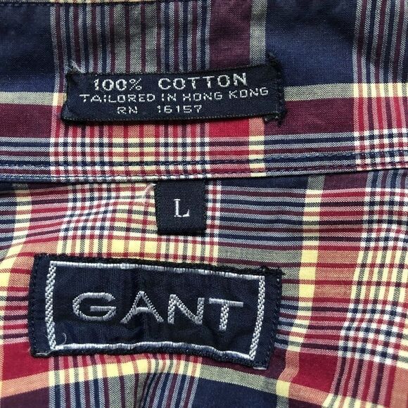 GANT BUTTON Up Shirt, Plaid, Sz L - Picture 3 of 3